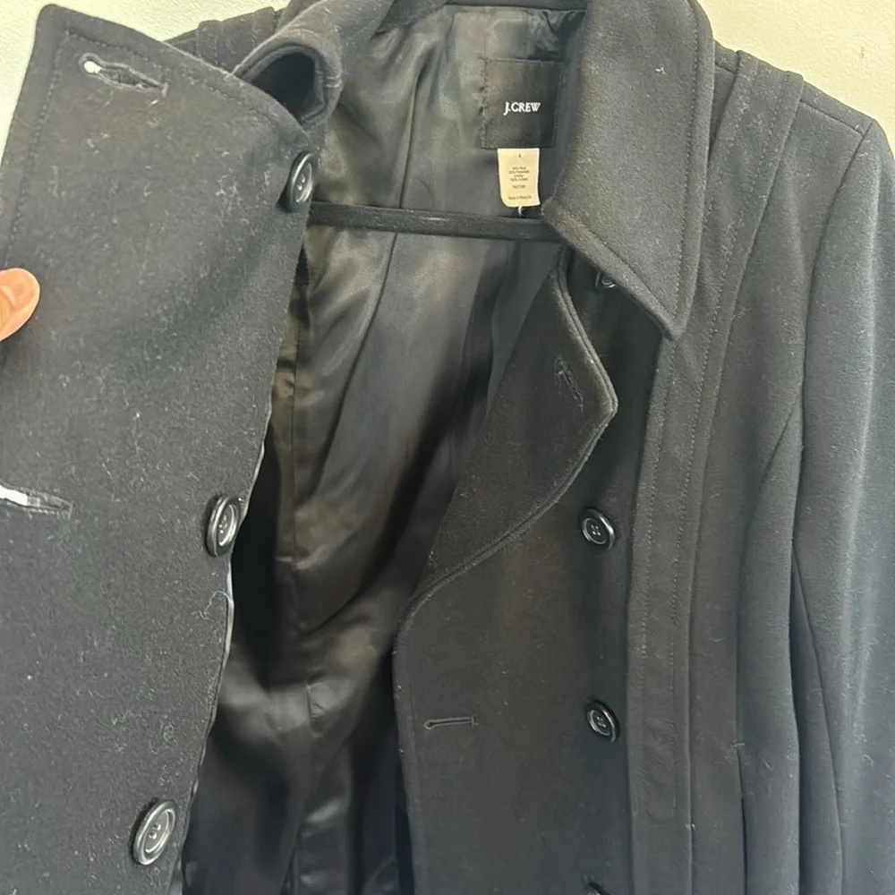 J. Crew wool black double breasted winter fall preppy collegiate pea coat 4 - Picture 6 of 11